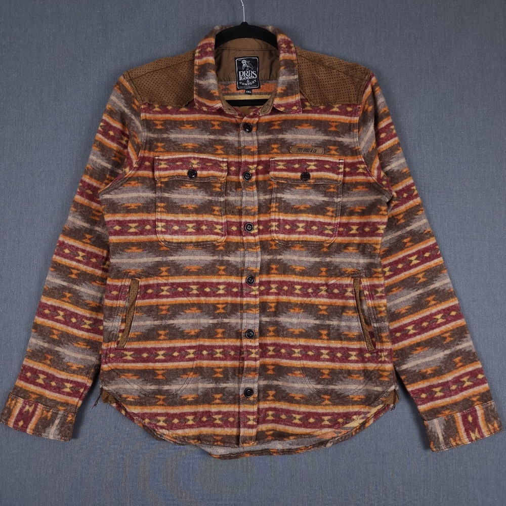 PRPS Goods Southwestern Jacket Mens 2XL Aztec Wool Blend Button Up Shirt Shacket